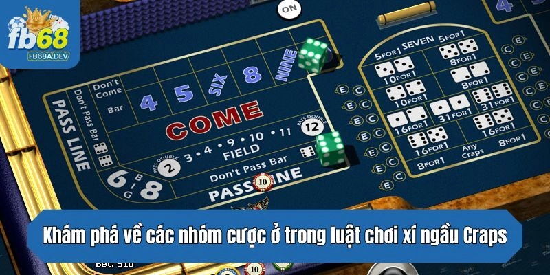 Khám phá về các nhóm cược ở trong luật chơi xí ngầu Craps